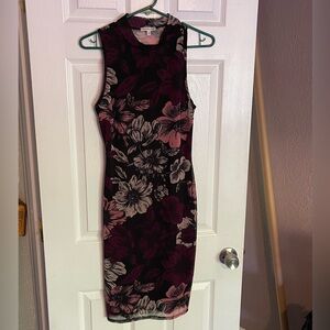 Charlotte Russe Purple floral bodycon dress with open back